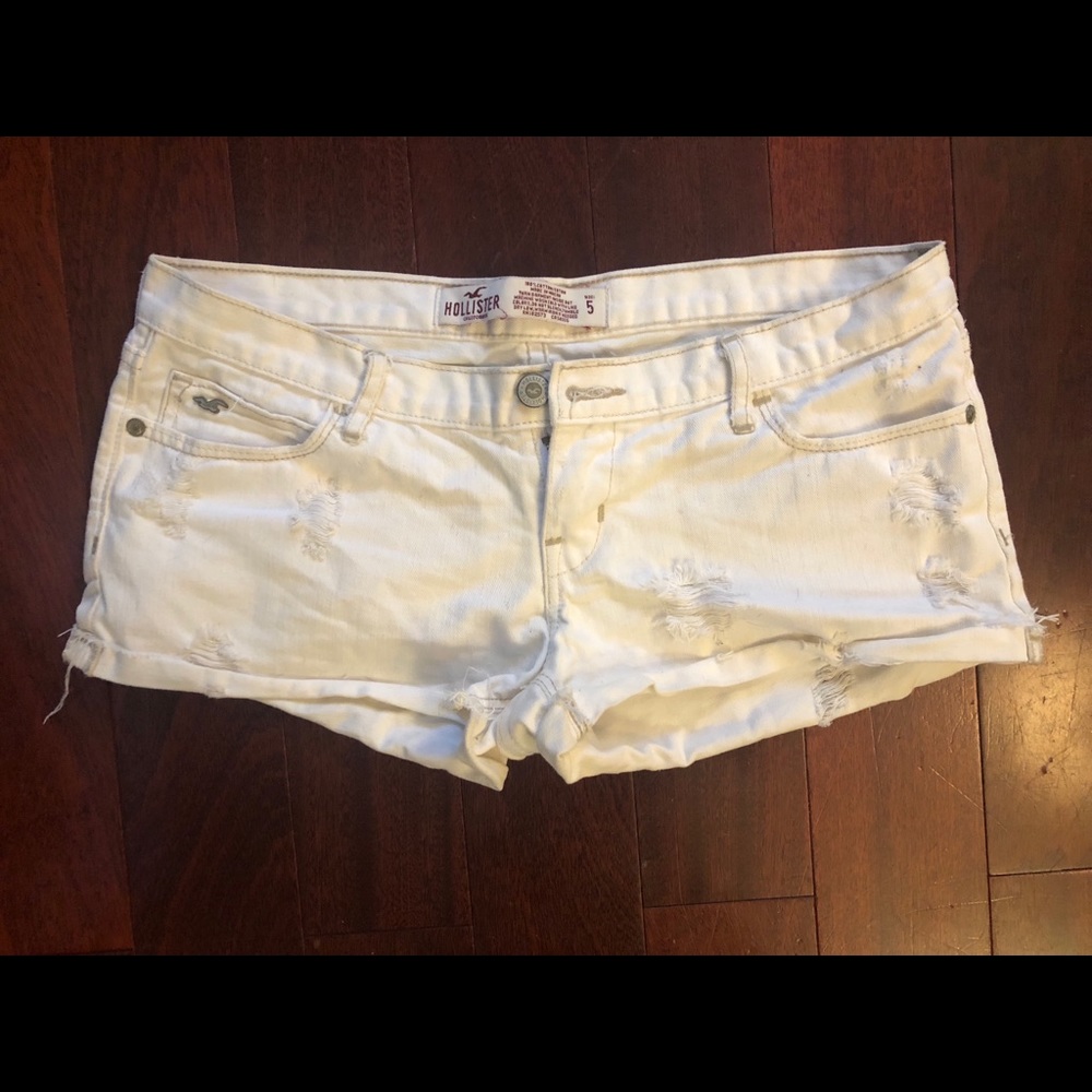White Distressed Hollister Shorts